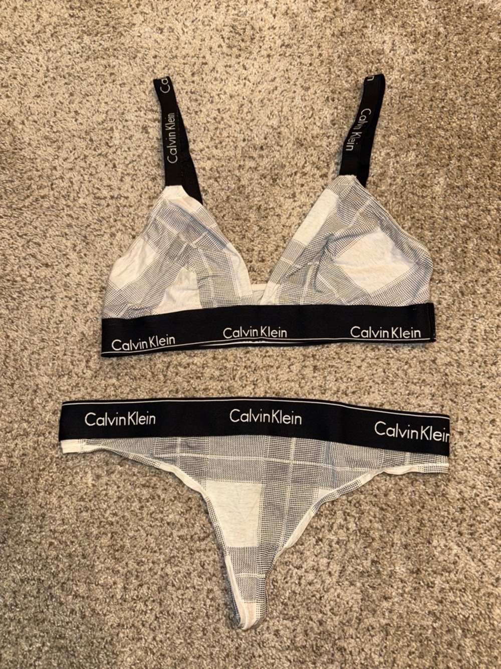 Calvin Klein Black & White Logo Mesh Bralette Set